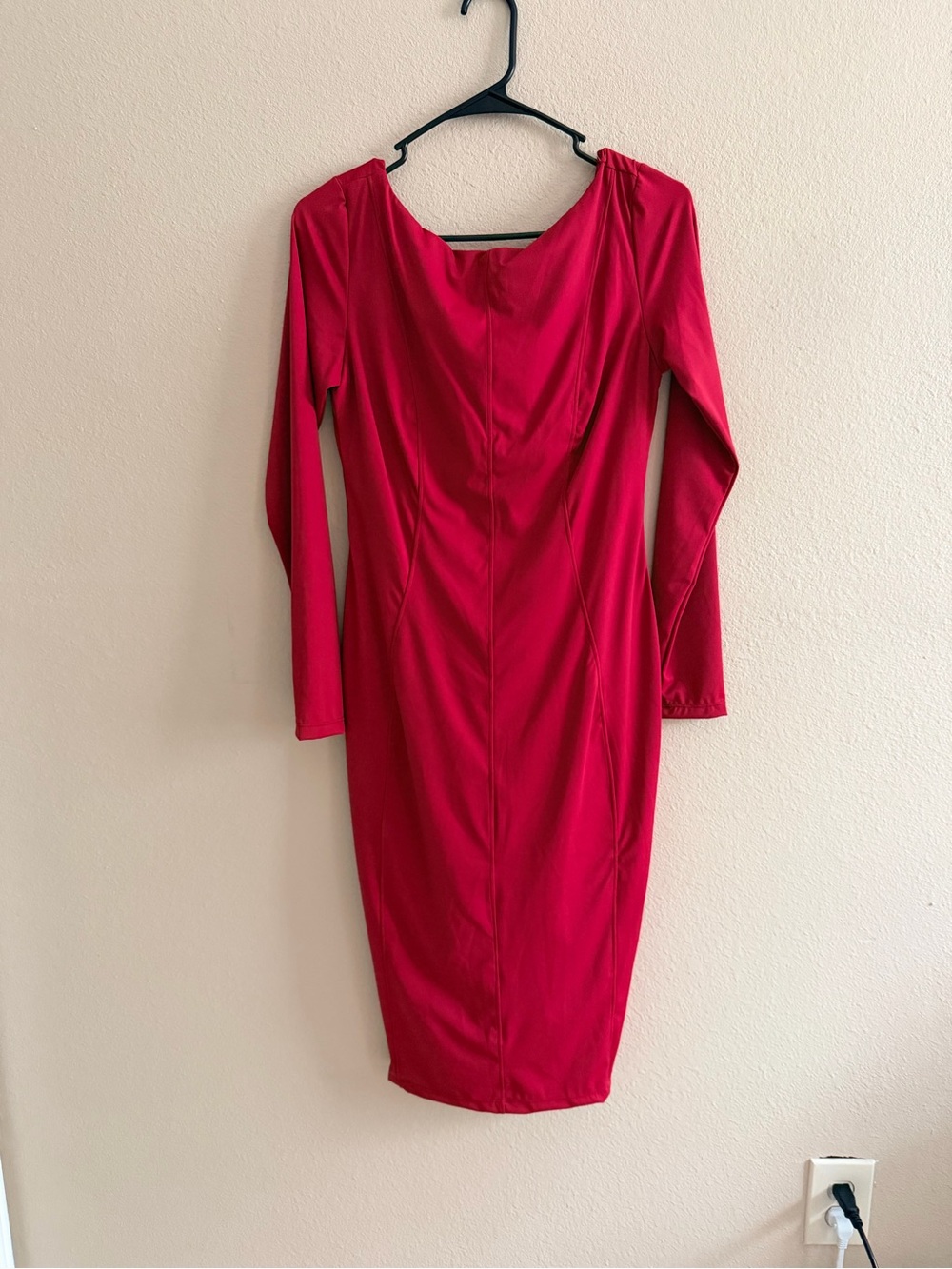 Popilush Shapewear Long Sleeve Boat Neck Sculpting Midi Dress